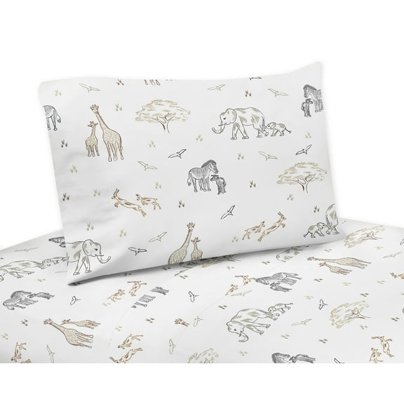 Sweet Jojo Designs Serengeti Animals Multicolor 3 Piece Twin Size Sheet Set