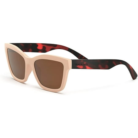 Serengeti Rolla Rectangular Medium Size Sunglasses (Matte Nude Frame with Matte Classic Tortoise Temples and Saturn Polarized Drivers Cat 2 to 3 Lens)