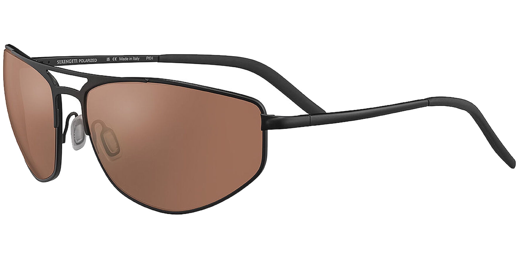 Serengeti Masten Polarized Photochromic Men's Matte Black Wrap Sunglasses with Glass Lenses - Made in Italy