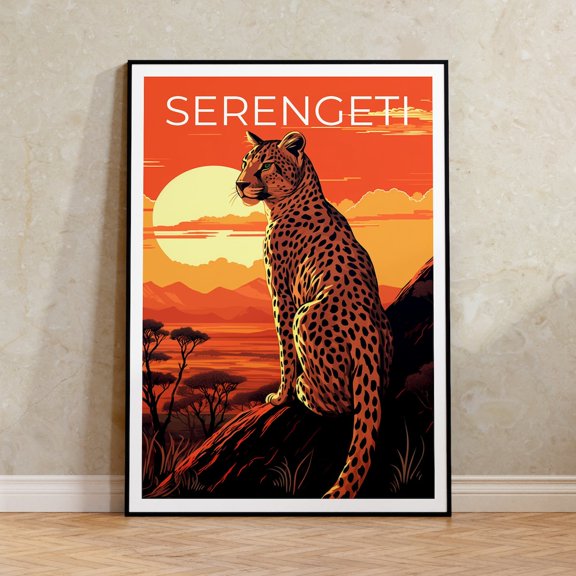 Serengeti Safari Cheetah Wildlife Travel Wall Art Decor Unframed Paper Print