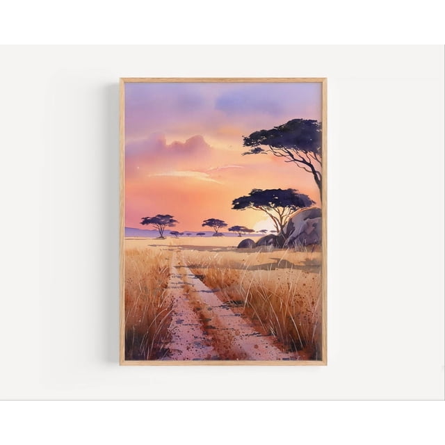 Only Building Serengeti Sunset African Savanna Landscape Kenyan Warm Outdoor Scenery ...