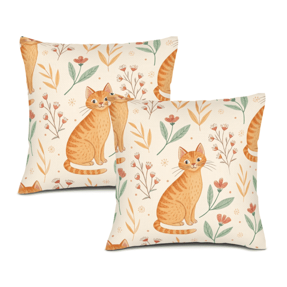 SereniRest 18 x 18 Art Deco Orange Decorative Pillow Cover, Breathable (2 Count)