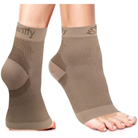 Serenily Plantar Faciitis Socks - Toeless Socks for Foot Pain & Plantar Faciitis. Ankle Compression Socks for Arch Support & Achilles Tendonitis. Foot Sleeve, Compression Socks Women & Men(Beige L-XL)