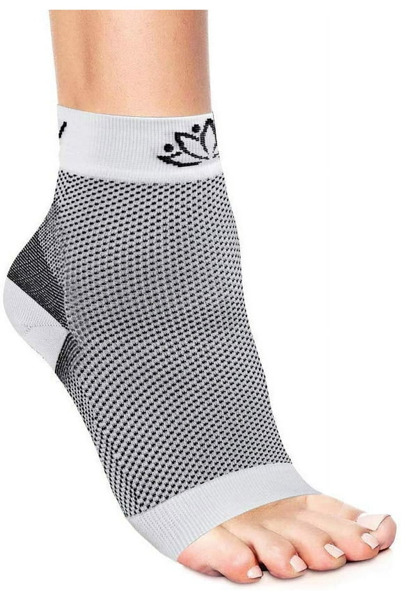 Plantar Fasciitis Socks - Toeless Socks for Foot Pain Relief(White S/M)