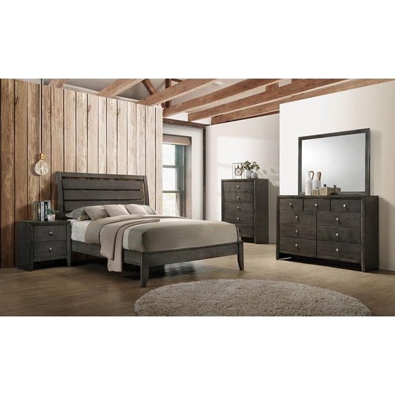 Serenity 4-piece Eastern King Sleigh Bedroom Set Mod Grey