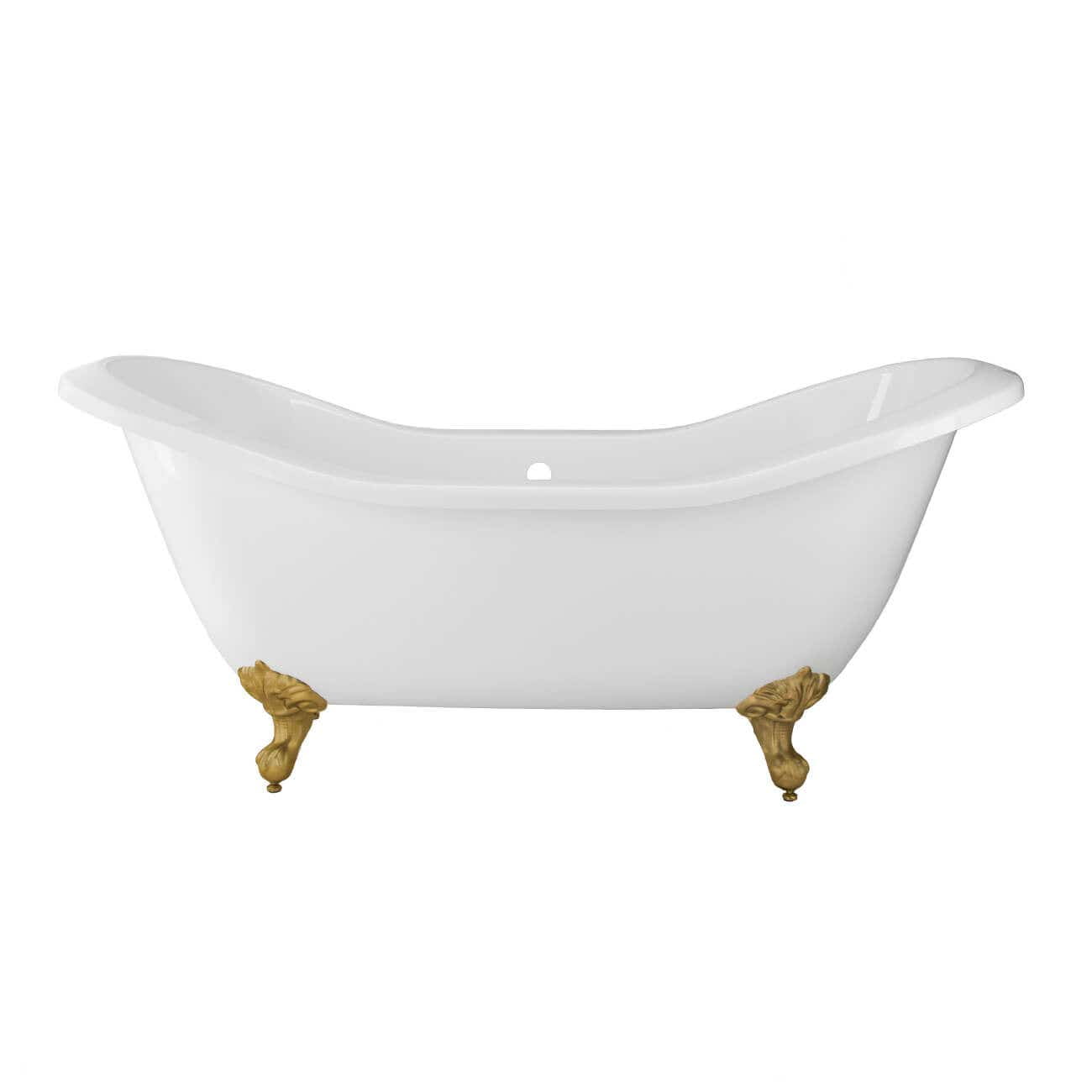 Serenity 72 Inch Acrylic Double Slipper Clawfoot Tub - Rim Faucet Drillings - Imperial Ball & Claw Feet