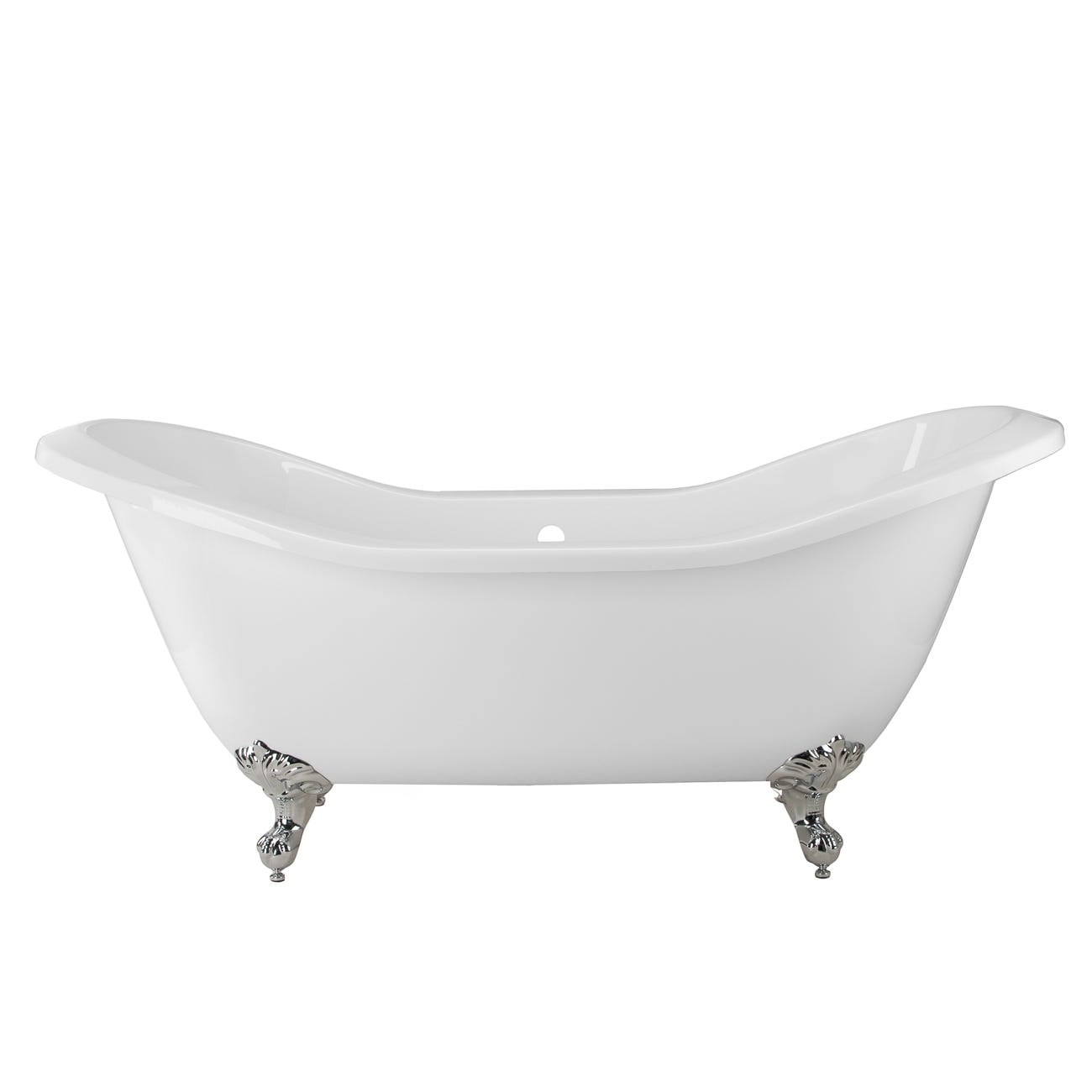 Serenity 72 Inch Acrylic Double Slipper Clawfoot Tub - No Faucet Drillings - Imperial Ball & Claw Feet