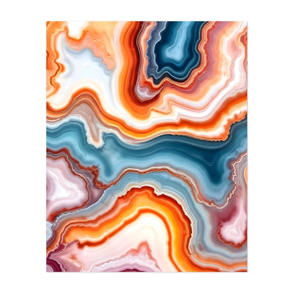 Serenity Agate - Digital Art Abstract Geometric Modern Art Psychedelic Pattern Surrealism Unframed Wall Art Print 6 x 8 inches