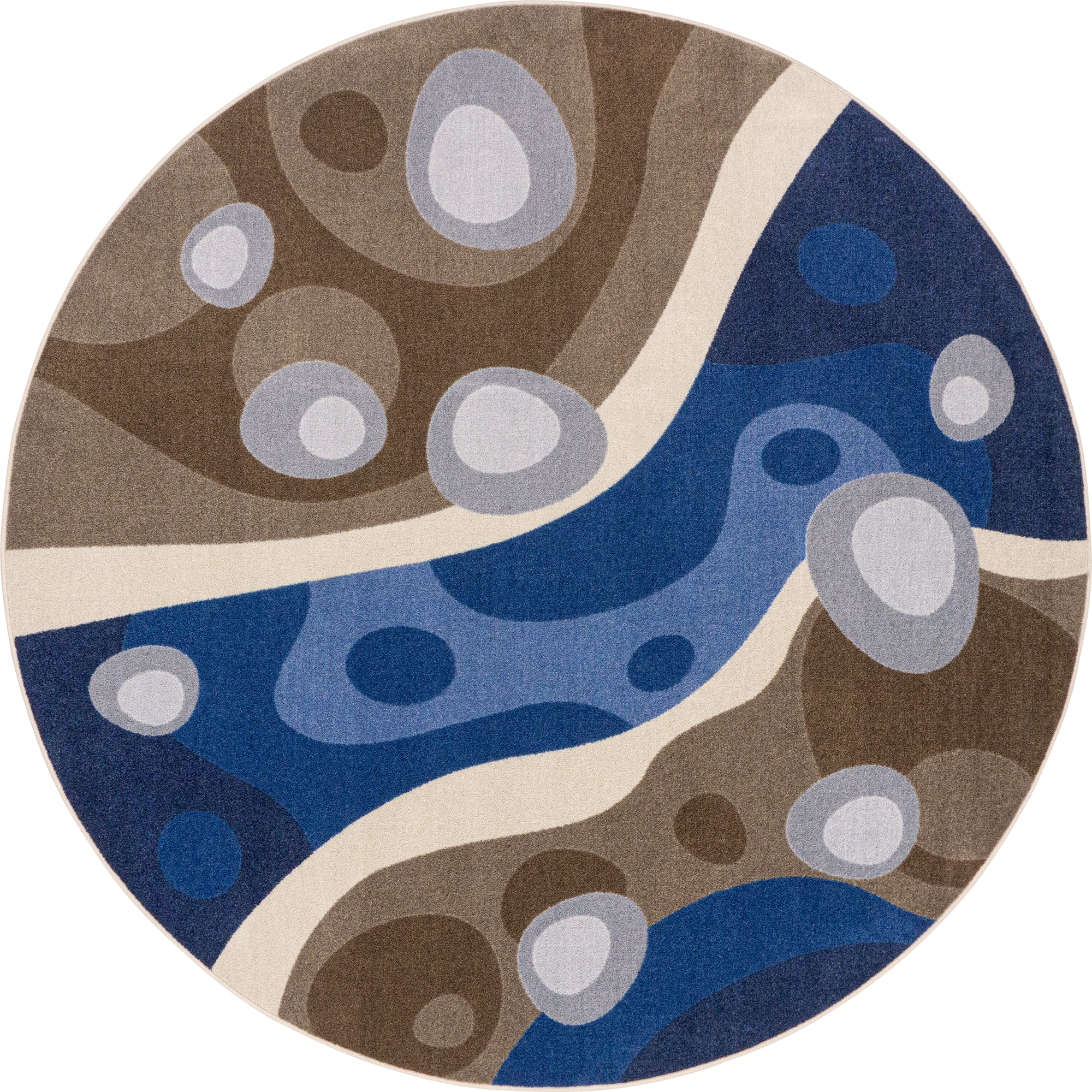 Serenity Brook 5'4" Round Area Rug in Color Multi