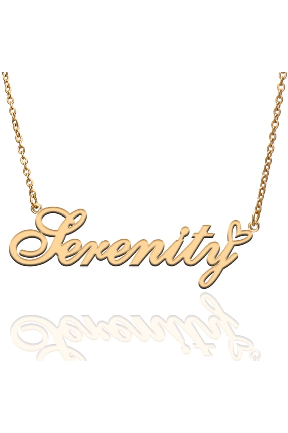 Serenity Custom Name Necklace Customized Personalized Plated Name Necklace for Mother Daughter Friendship Women Valentine's Day Christmas Birthday New Year Gold