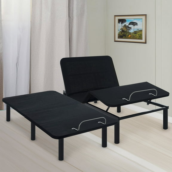 Serenity 15" Height Electric Adjustable Bed Frame Base With Wireless Remote Control-Color:Black,Size:Split King