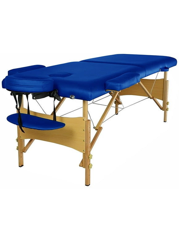 Serenity Deluxe Portable Folding Massage Table w/5 Bonus Items - Royal Blue
