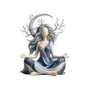 Serenity Growth Resin Meditation Figurine Abstract Zen Yoga Sculpture for Inner Harmony Boho Spiritual Statue Home Art Decor for Living Room Bedroom Desk Yoga Room Relaxation Gift for Women,One Size
