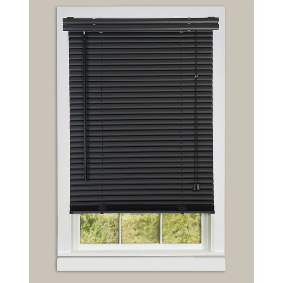 Serenity Home Cordless Mini Blind - 1 in. Light Filtering Window Shades - Vinyl Window Horizontal Mini Blind (White, 23x64)