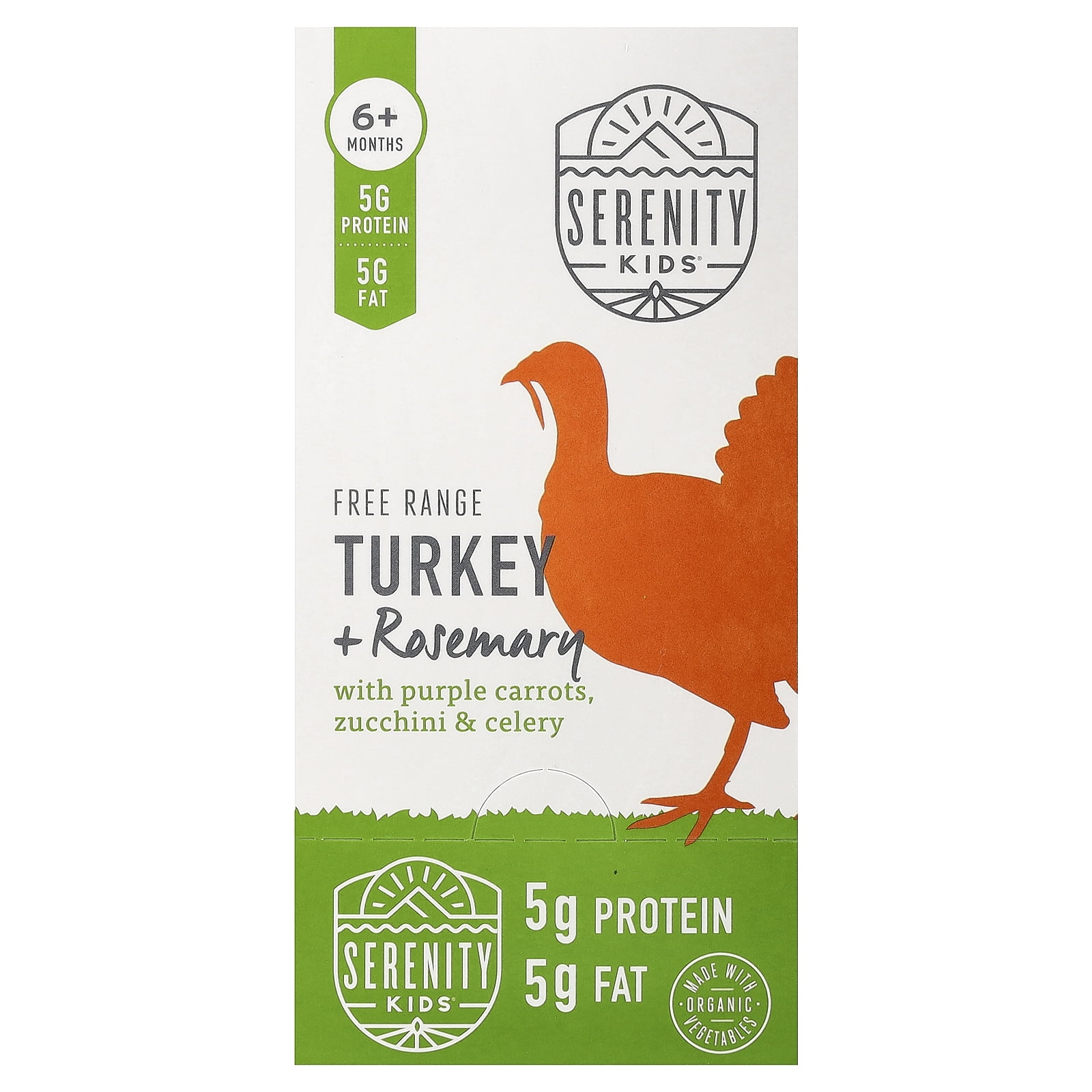 Serenity Kids Free Range Turkey + Rosemary with Purple Carrots, Zucchini & Celery, 6+ Months, 6 Pouches, 3.5 oz (99 g) Each