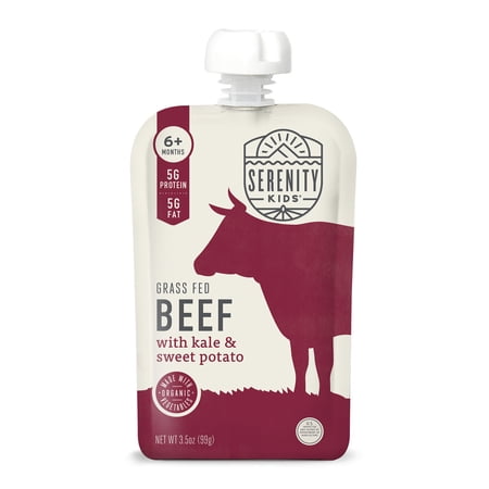Serenity Kids Organic Grass Fed Beef, Kale & Sweet Potato Stage 2 Baby Food, 3.5 oz