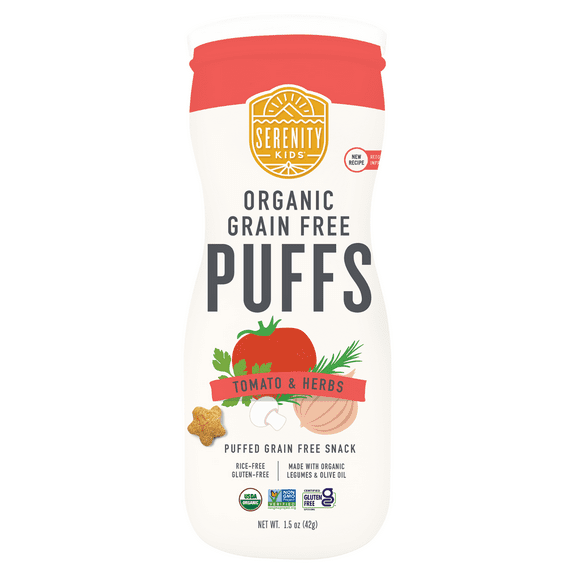 Serenity Kids Organic Grain Free Puffs, Tomato & Herbs, 1.5 oz (42 g)