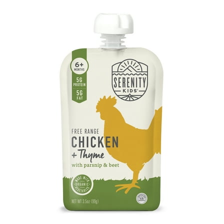 Serenity Kids Free Range Chicken & Thyme Stage 2 Baby Food Organic Parsnip and Beet, 3.5oz Pouch