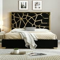 thumbnail image 1 of Serenity King Velvet Bed with Gold Metal Frame in Black Color, 1 of 2