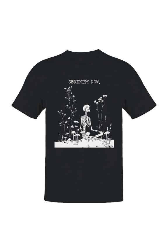 Serenity Now Skeleton Meditation Men's T-shirt Black