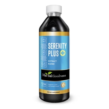 Serenity Plus - Calm Supplement 12 fl. oz, Chamomile, Valerian Root, Natural Sleep Aid, Tranquil Mood for Men and Women - Herbal Goodness