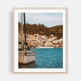 thumbnail image 1 of Serenity in Poros _ 02 - Poros Greece Photography Sailboat Harbor Seascape Mediterranean Nautical Coastal Vintage Oak Framed Wall Art Print 16 x 20 inches, 1 of 12