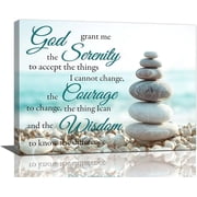 Serenity Prayer Bathroom Wall Art Beach Zen Canvas Prints Scripture Christian Pictures Framed Office Home Decor for Bedroom Dining Living Room 12"x16"