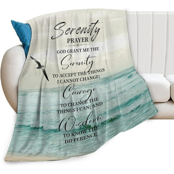 Serenity Prayer Blanket Christian Gifts for Women & Men Religious Throw Blanket Christian Blanket Bible Verse Blanket for Kids Adults Soft Warm Cozy Fleece Blanket for Couch Sofa Bed 40"x50"