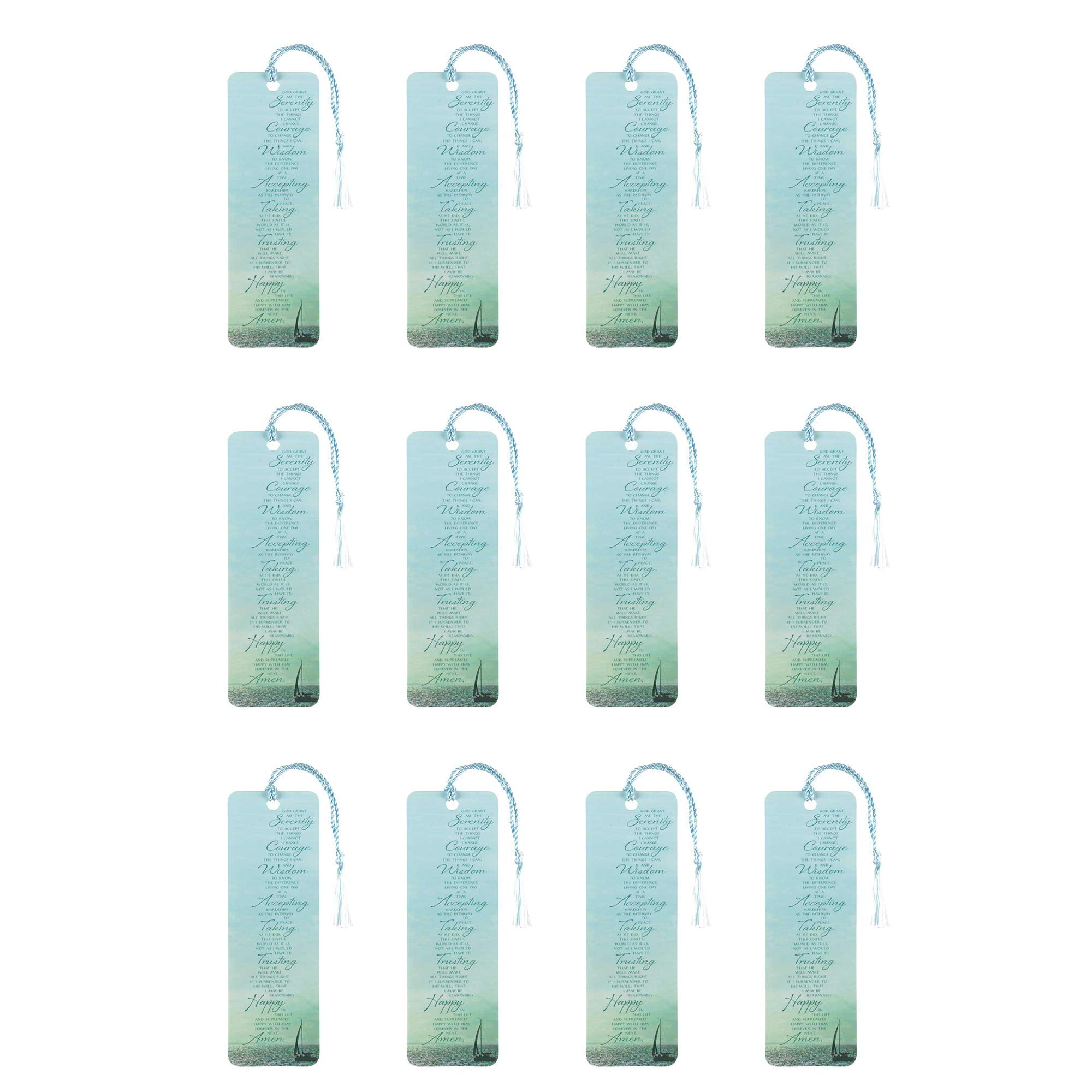 Serenity Prayer Blue 6 x 2 Paper Bookmark with Tassel