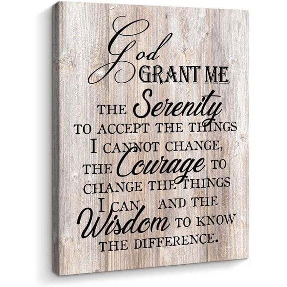 Serenity Prayer Canvas Wall Art, 'God Grant Me the Serenity' Inspirational Farmhouse Decor, Scripture Wall Art for Bedroom & Prayer Room