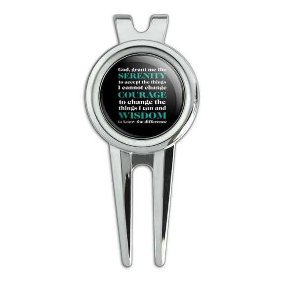 Serenity Prayer Courage Wisdom Golf Divot Repair Tool and Ball Marker