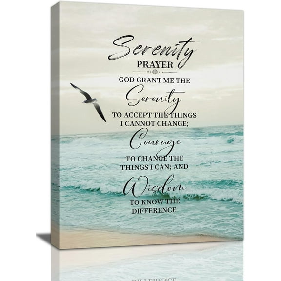 Serenity Prayer Decor Wall Art God Grant Me The Serenity Canvas Prints Bible Verse Poster Christian Religious Gifts Scripture Artwork for Bedroom Office Living Room 12"x16"