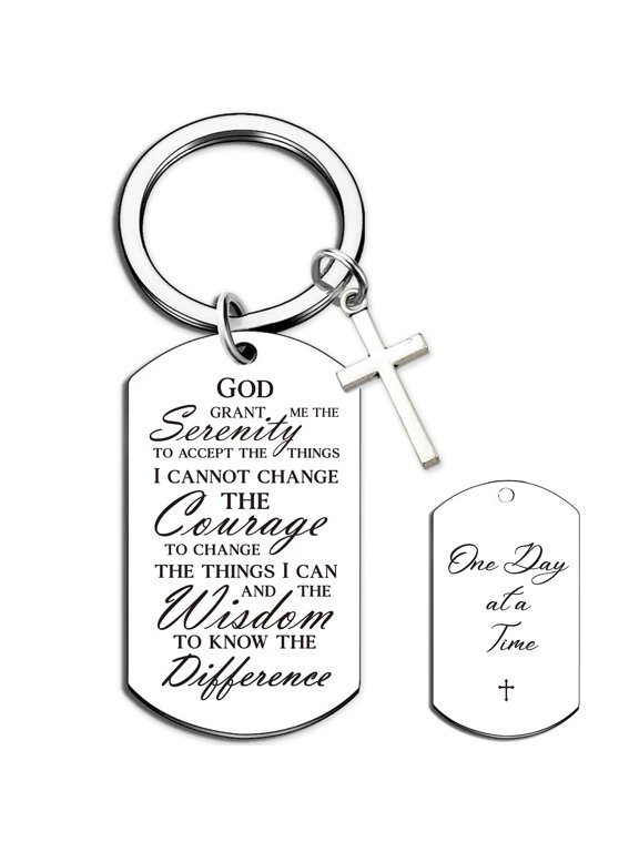 Serenity Prayer Gifts for Women Men - 1 Year Sober Bible Verse Keychain, Inspirational Sobriety Christian AA Recovery Gift