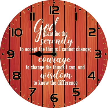 Serenity Prayer Home Decor Clock, God Grant Me The Serenity, Inspirational Gifts Positive Saying Quotes Wall Clock, Christian Gifts, Bible Verse Decor 10"x10" Silent Non Ticking Battery Operated