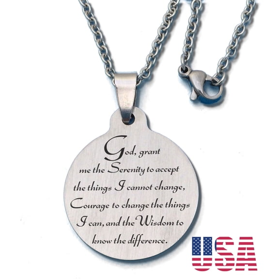 Serenity Prayer, AA, NA, 12 Step Recovery Necklace