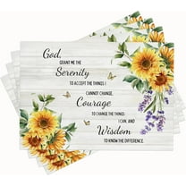 Serenity Prayer Placemats Set of 4 Scripture Table Mats Sunflower Washable Place Mats for Home Party Indoor Kitchen Dining Table Decoration 12x18 Inch