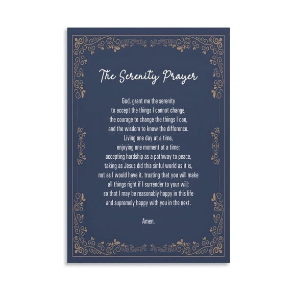 Serenity Prayer Recovery Themed Wall Art Print Motivational Poem Poster for Addiction Recovery Mental Health Awareness AA NA Gift Idea