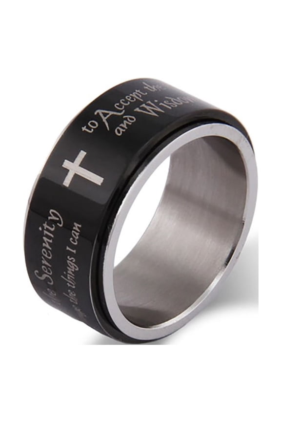 Serenity Prayer Spinner Ring for Women and Men, Ring Sizes 5 to 12