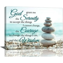 Serenity Prayer Wall Art Beach Scripture Christian Canvas Prints Painting Zen Meditation Stone Pictures Framed Religious Artwork Office Home Ocean Theme Decor for Bedroom Dining Living Room 16"x12"