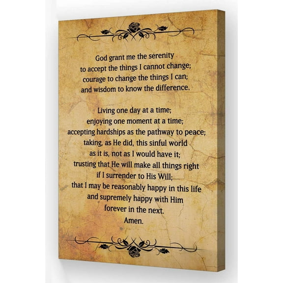 Serenity Prayer Wall Art Bible Verse Poster Vintage Framed Wall Art God Grant Me The Serenity Religious Inspirational Bible Quote Poster Canvas Prints Wall Decor (12x18in,Framed)