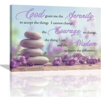 Serenity Prayer Wall Art Christian Bible Scripture Wall Decor Purple Lavender Zen Stone Meditation Pictures Painting Print Framed Artwork for Bathroom Bedroom Living Room Yoga Room Office 12"x16"
