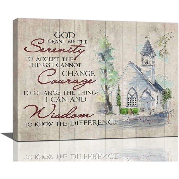 Serenity Prayer Wall Art Christian Bible Verse Pictures Wall Decor Religious Church Inspirational Courage Wisdom Canvas Prints Painting Modern Home Decorations Artwork for Office Living Room 16"x12"