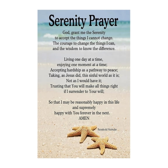 Serenity Prayer Wall Art Christian Decor with Starfish Bible Verse Inspirational Print for Living Room Office Church Beach House Coastal Home