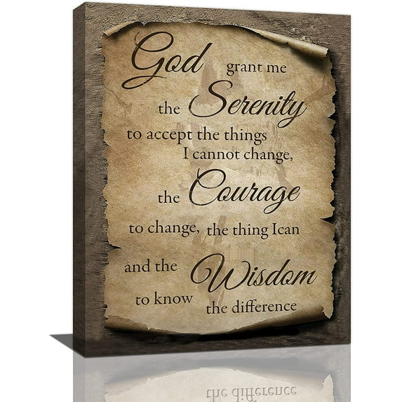 Serenity Prayer Wall Art Inspirational Bible God Quotes Canvas Prints Painting Vintage Christian Scripture Pictures Framed Positive Artwork Home Decor for Bedroom Dining Living Room Bathroom 12"x16"