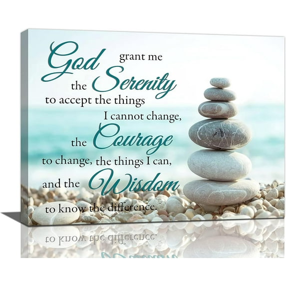 Serenity Prayer Wall Art Scripture Christian Canvas Prints Religious Bathroom Pictures Framed Office Home Decor for Bedroom Dining Living Room 16"x12"