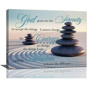 Serenity Prayer Wall Art Yoga Meditation Zen Stone Wall Decor Christian Scripture Quotes Pictures Painting Print Framed Artwork for Bathroom Bedroom Living Room Yoga Room Office 12"x16"