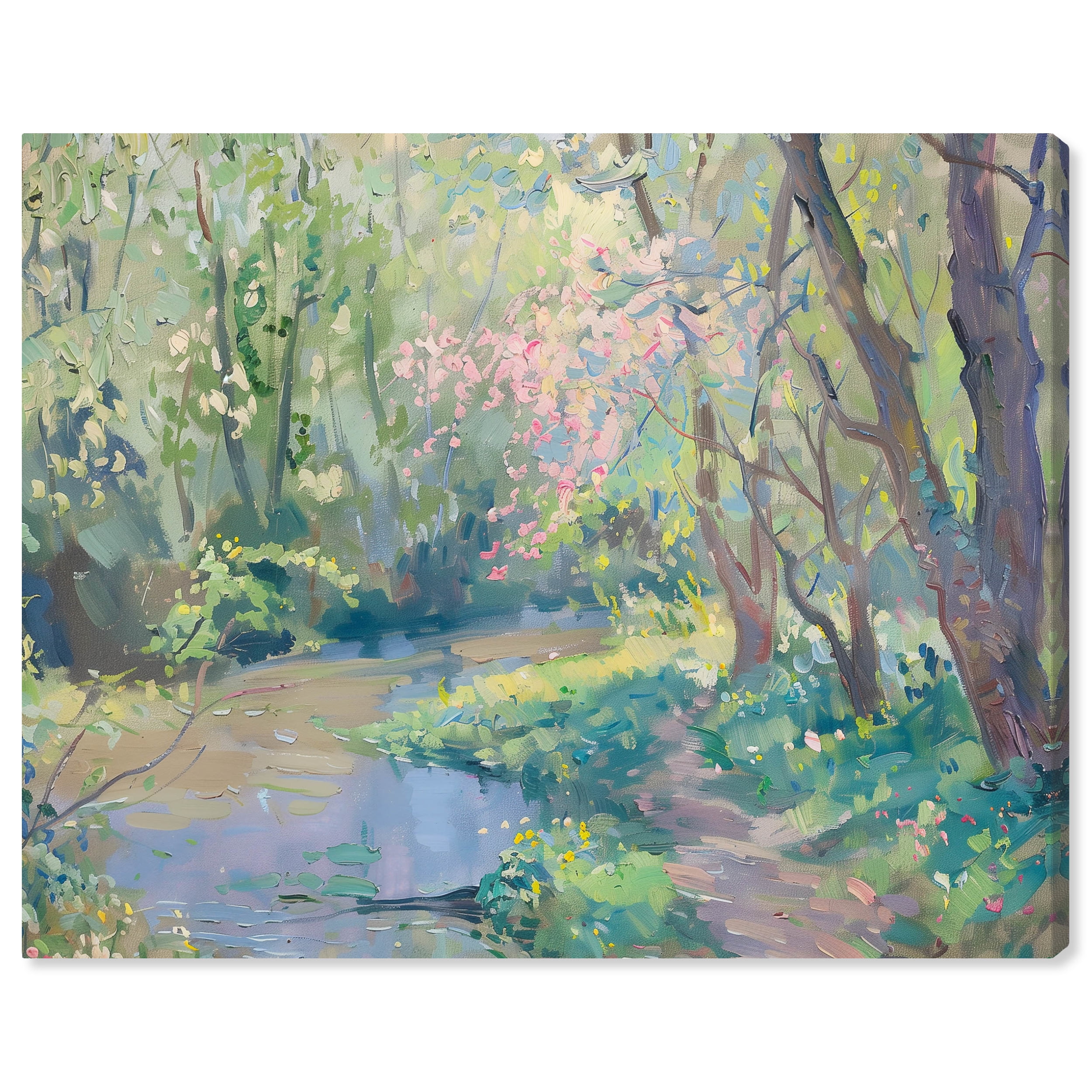 Serenity Green and Pink Rustic Farmhouse Canvas Wall Art