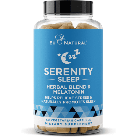 Serenity Sleep Natural Sleep Aid – Potent Blend of Magnesium, Valerian Root and Melatonin – Natural Sleep Aid – Non-Habit-Forming Way to Relax and Get a Good Night’s Sleep – 60 Vegan Soft Caps