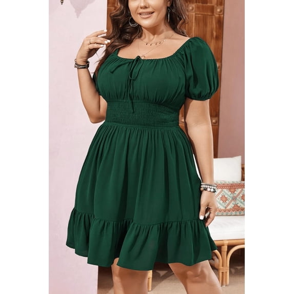 Serenity Smocked Dress (S, Green)