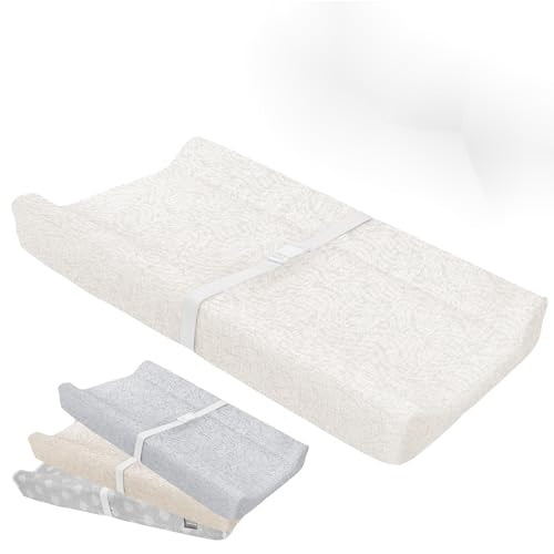 Serenity Soft Changing Pad + Washable Cover, Non-Slip - Fits Standard Changing Tables & Dressers (Wave Pattern, Off White)